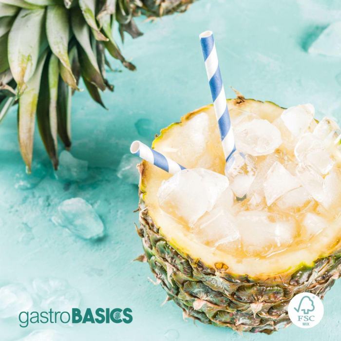 Bio Trinkhalm Papier 19,7cm dunkelblau gestreift Restposten!